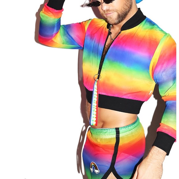Marek+Richard Smile Rainbow Mesh Crop Bomber
Jacket Sz L Multi - Picture 1 of 11